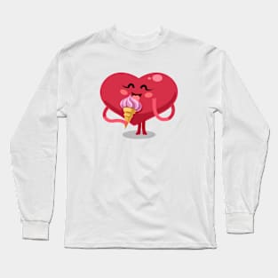 Valentines Heart with Icecream Long Sleeve T-Shirt